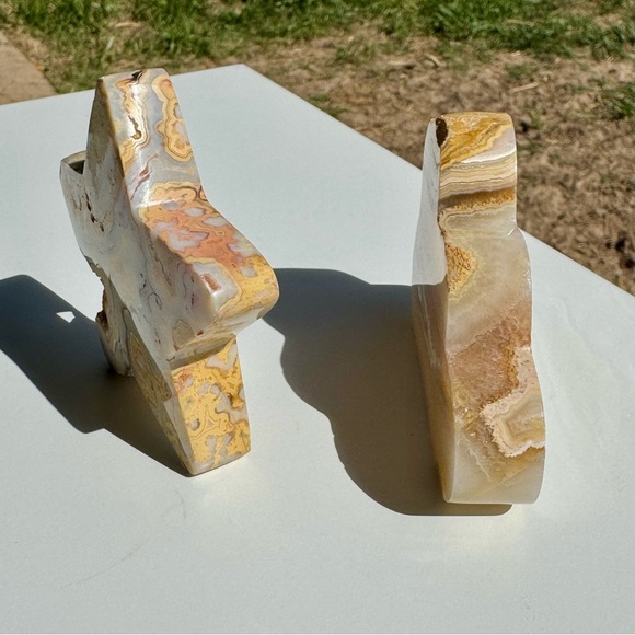 Yellow Crazy Lace Agate Moon & Star w/ Druzy - Picture 5 of 5